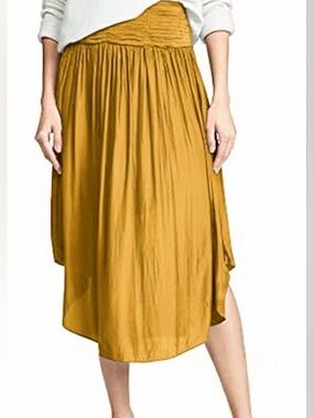 RAMY BROOK NEW YORK Piera Skirt Gold Yellow Flowy Rounded Hem Size 4